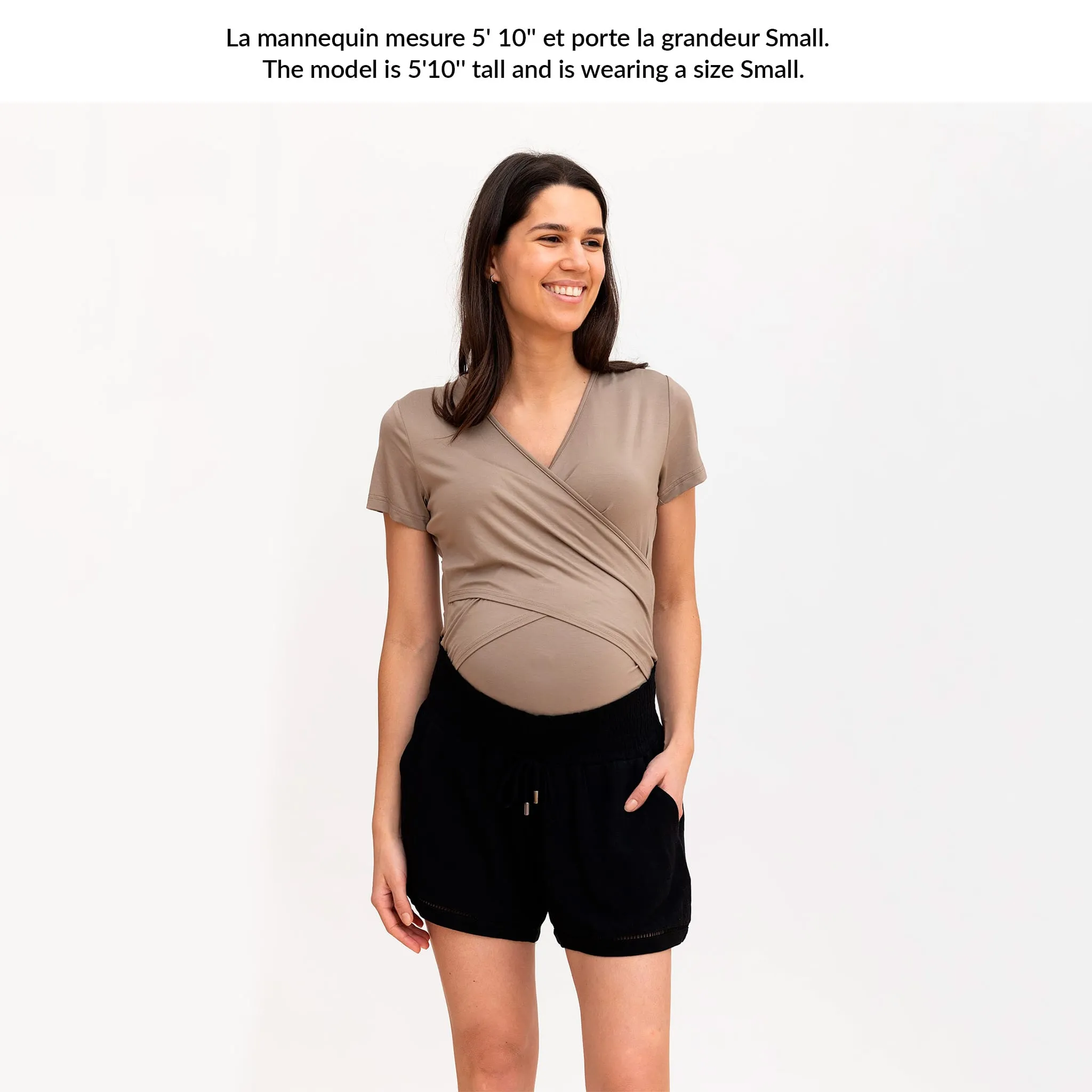 Bella Maternité Short Mélange Lin Noir
