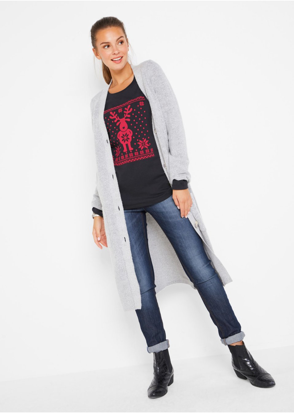 T-shirt manches longues coton à motif de Noël