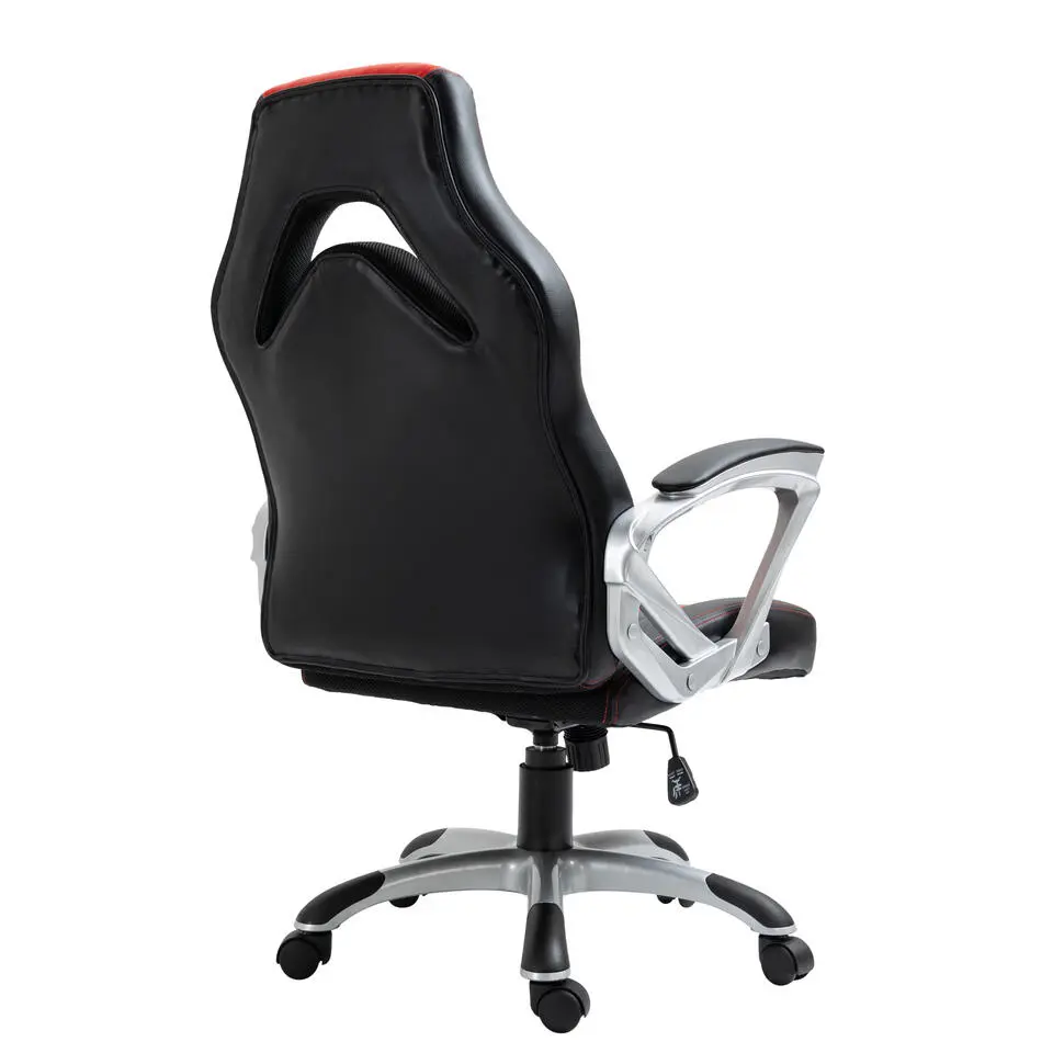 CLP Bureaustoel Foxton grijs Frame - Kunstleer - zwart/rood