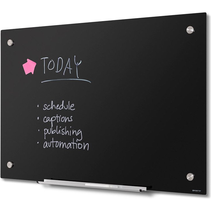 Scritto® Tableau de Verre Noir 90 x 60 cm