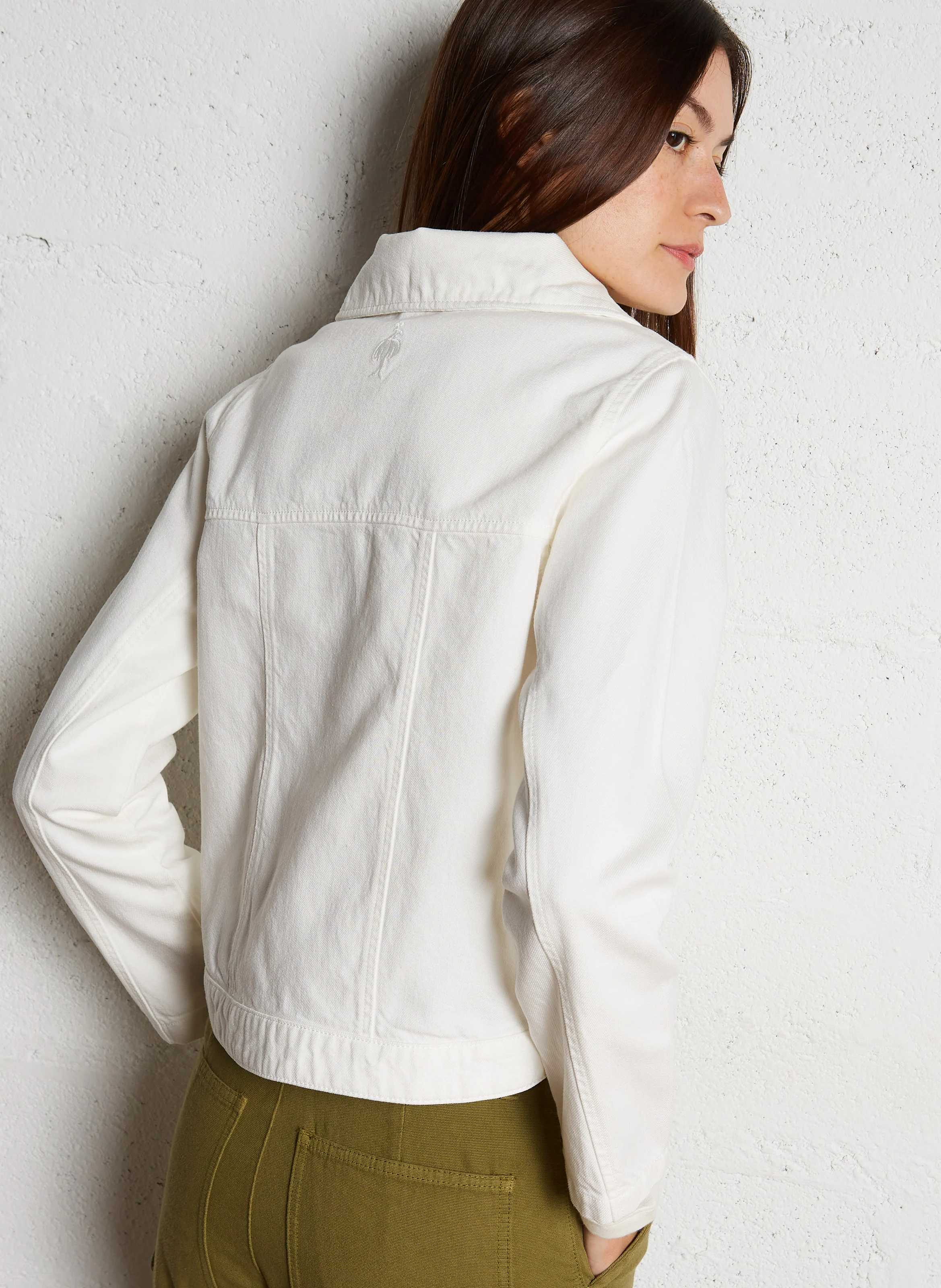 DESIGN - Veste en jean col classique | Blanc
