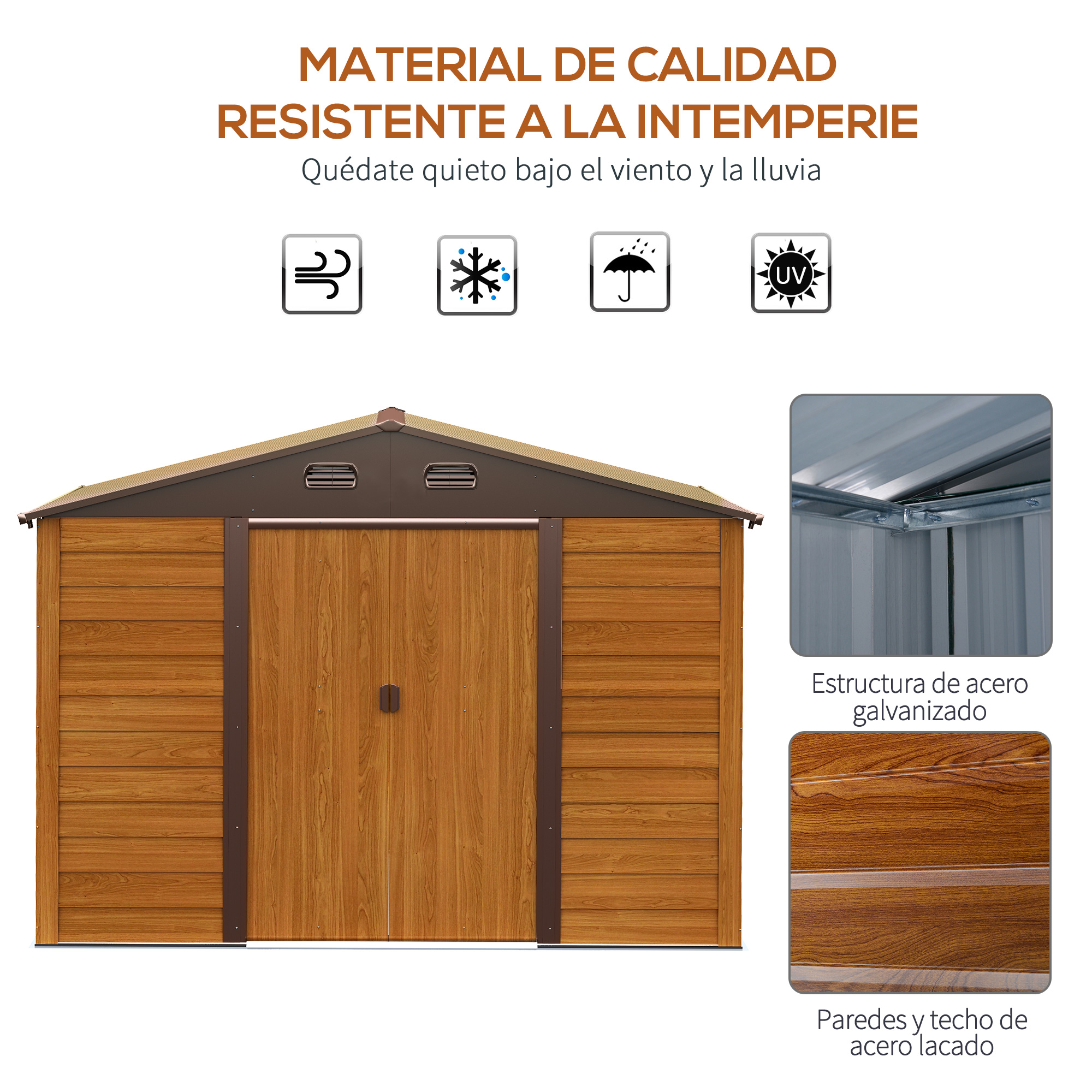 Casinha de jardim Outsunny em madeira natural