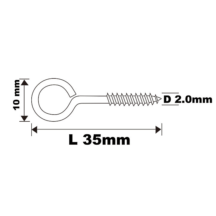 Piton à vis en acier zingué 35x16 mm - 20 pièces