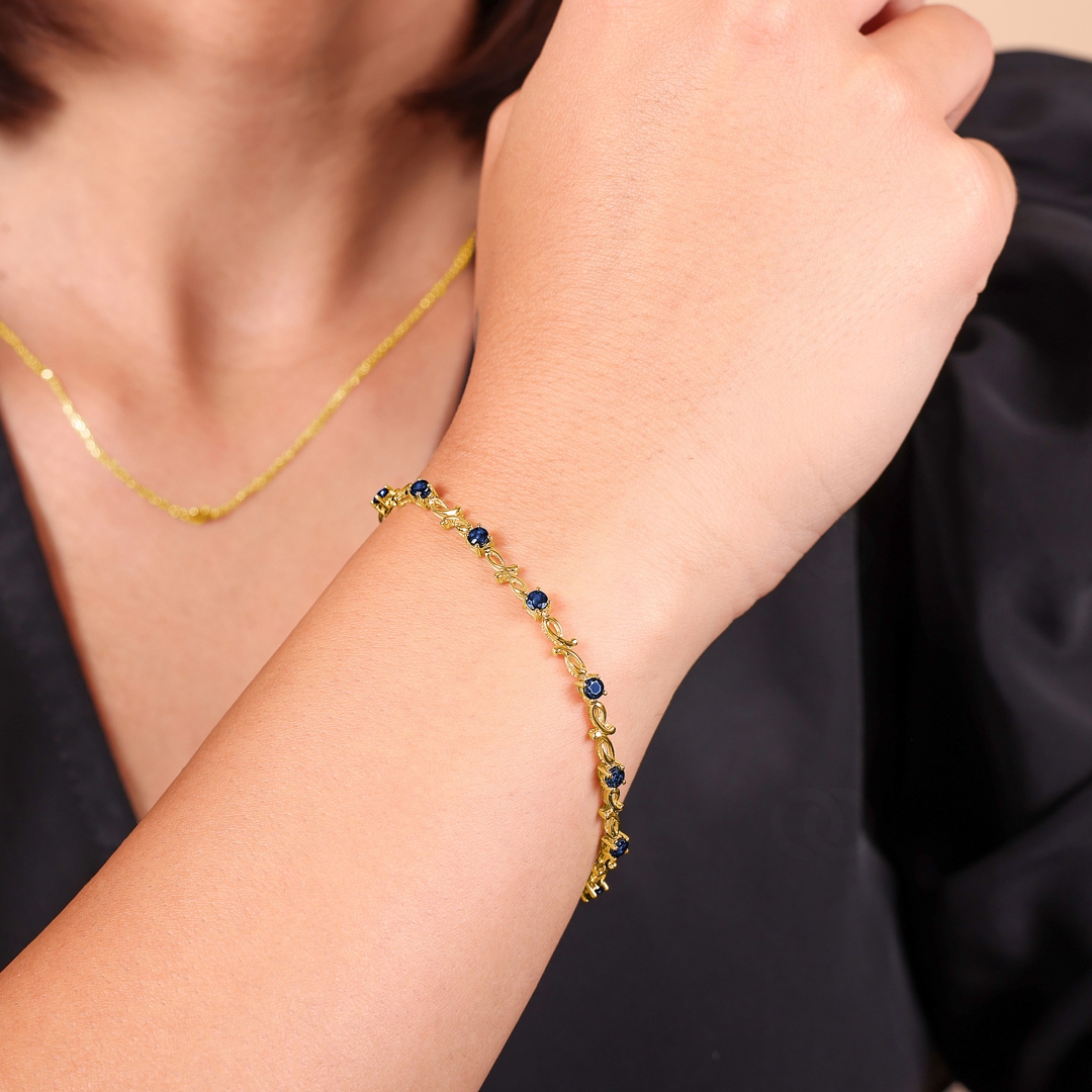 Armband 750/18 K Gelbgold mit Saphiren