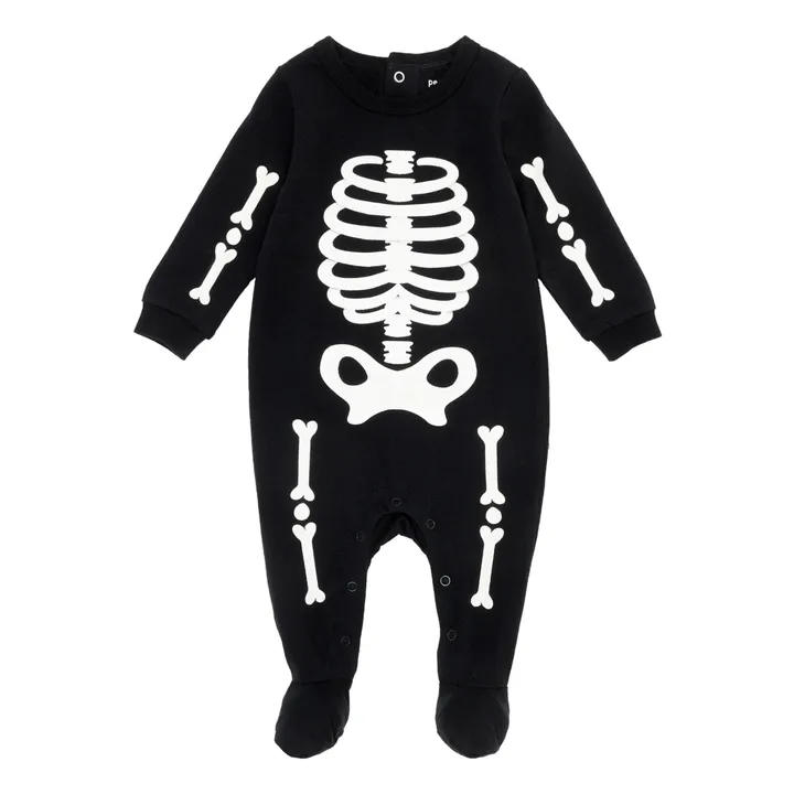 Petit Lem Pyjama Une Pièce Coton Bio Squelette Phosphorescent | Noir