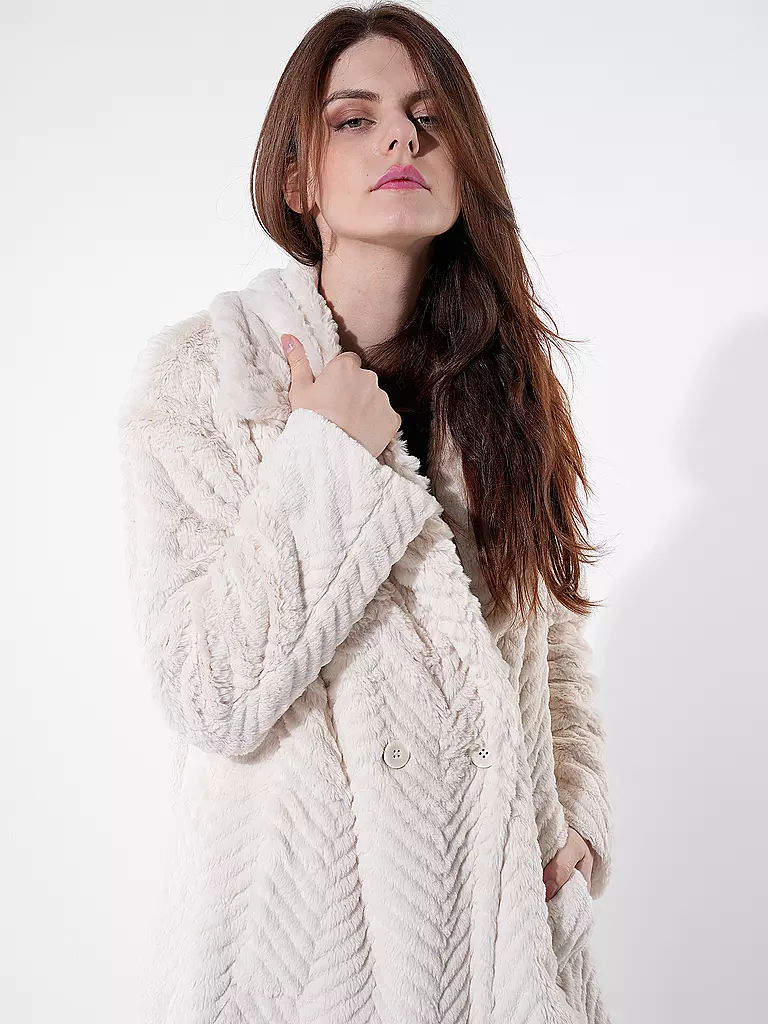 MARC CAIN Mantel in Felloptik  creme