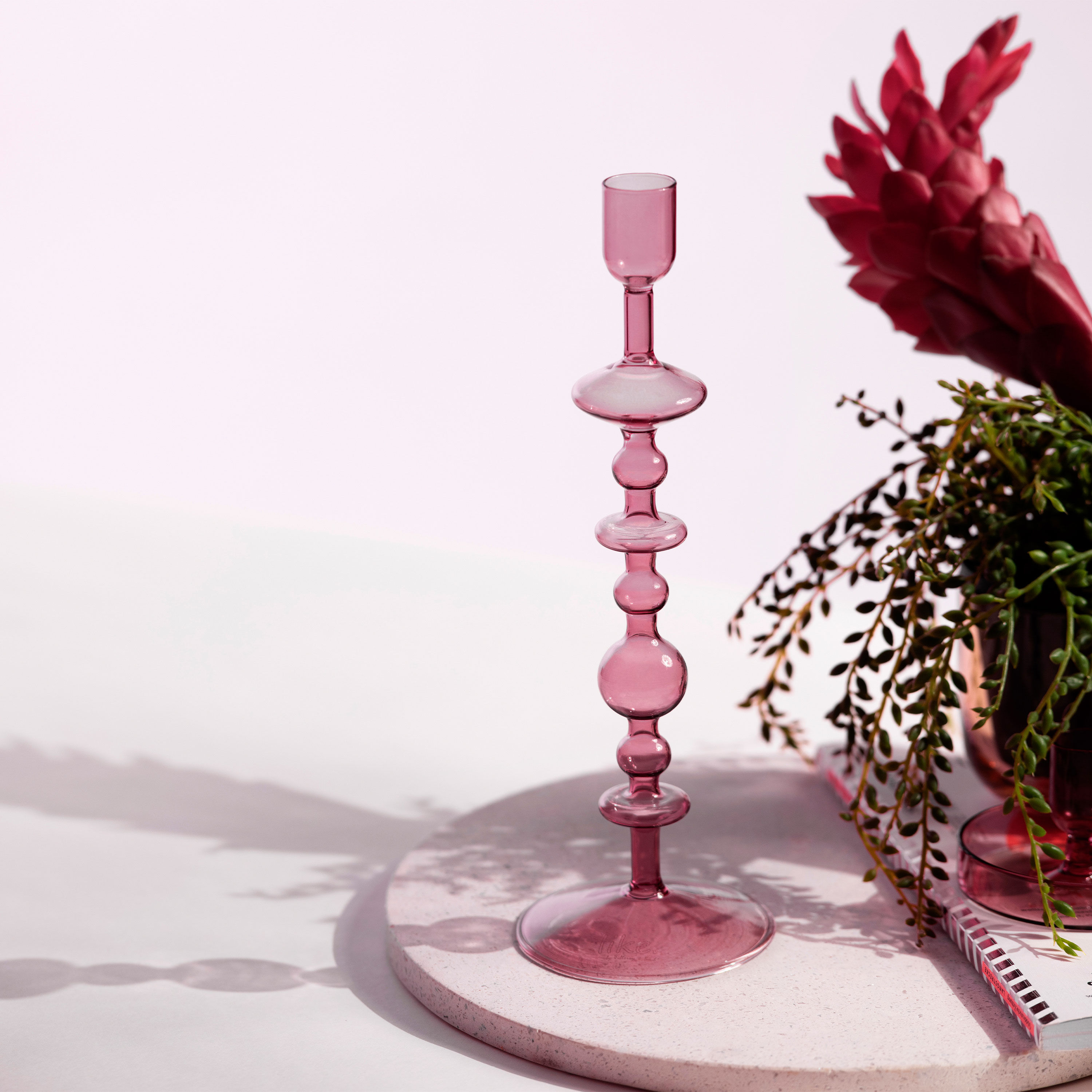 Like Home Candlestick holder Purple, 3.6'' x 3.6'' x 10.7''