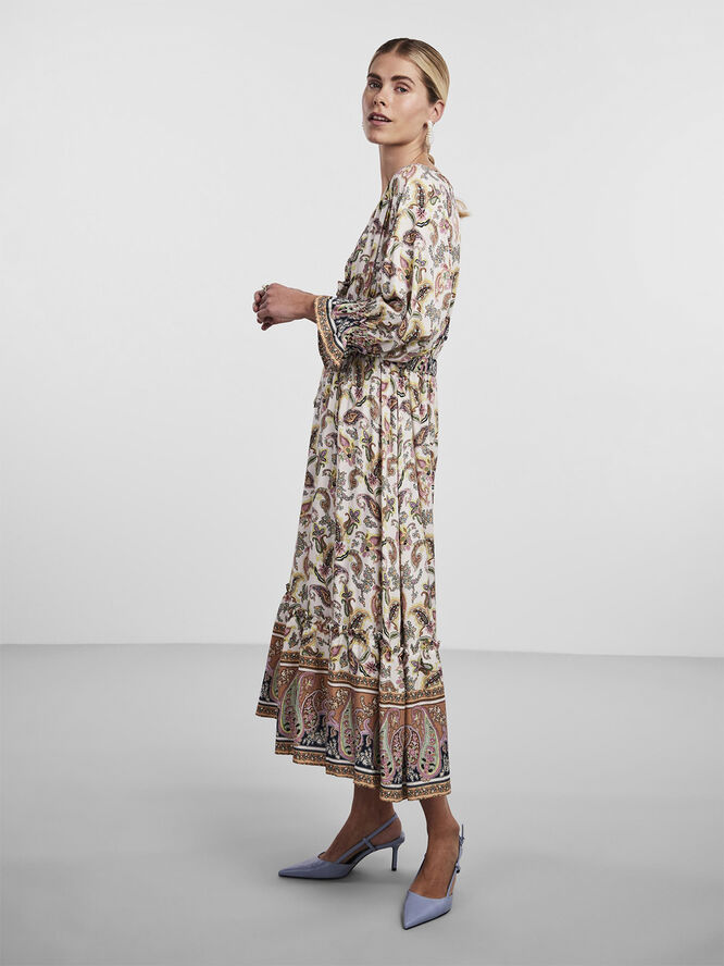 YAS YASGEMMA 3/4 MIDI DRESS - FEST Apricot ice/gemma print
