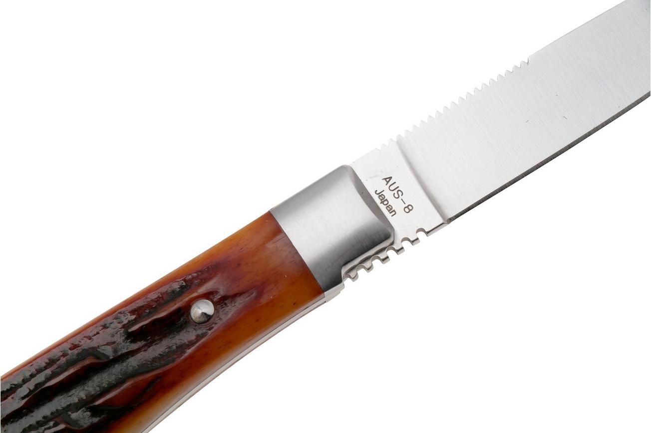 Moki Bird and Trout 535ANZ Satin AUS8, Jagged Bone, vaststaand mes