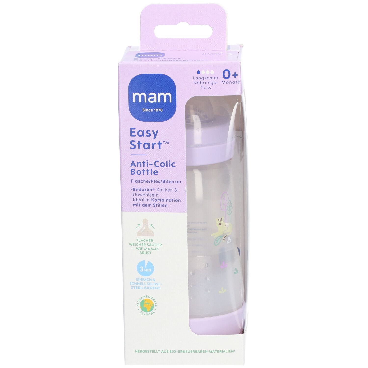 MAM Babyflasche Easy Start Anti-Colic 260 ml, lila
