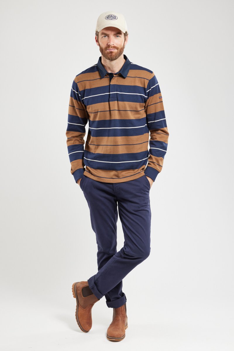 Polo rayé tricolore - coton rustique