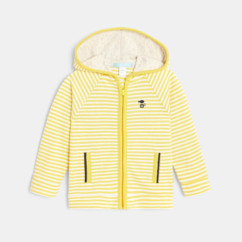 Sweat zippé en maille rayée poisson jaune bébé garçon Jaune