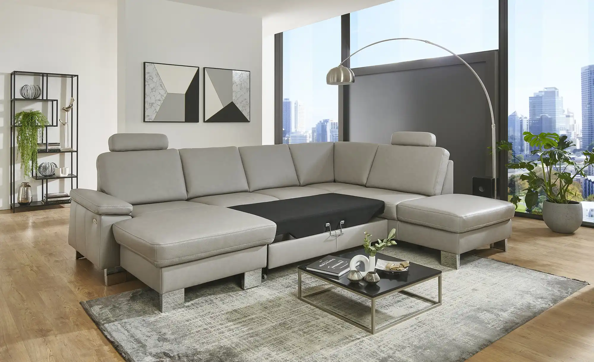 meinSofa Wohnlandschaft mit Sitz- und Rückenbezug aus Echtleder Samu-L