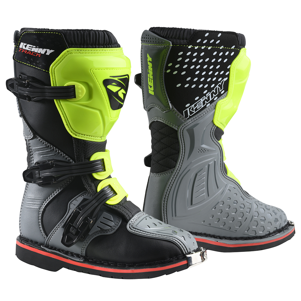 Kenny - Bottes enfant Track Junior Gris / Noir / Jaune fluo