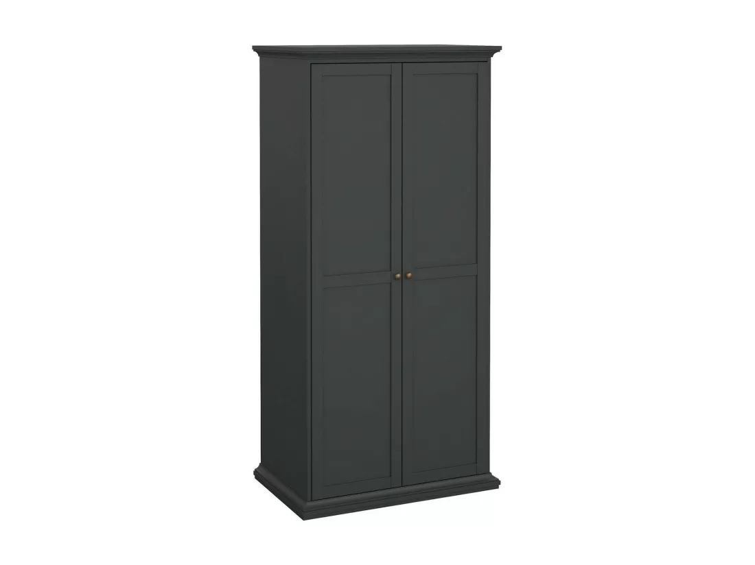 Garde-robe 2 portes Dschen, Meubles de chambre, Penderie de plain-pied, Placard à vêtements, 96x61 h201 cm, Gris