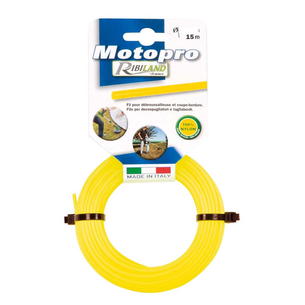 Fil rond 15m diamètre 3,3 mm jaune motopro pour tête de débroussailleuse.