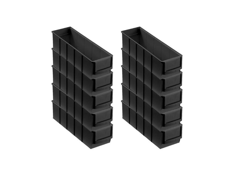 PROREGAL Geleidende industriële doos 300 S HxBxD 8,1 x 9,1 x 30 cm 1,6 liter ESD-opbergdoos Assortimentsdoos Kleine onderdelendoos