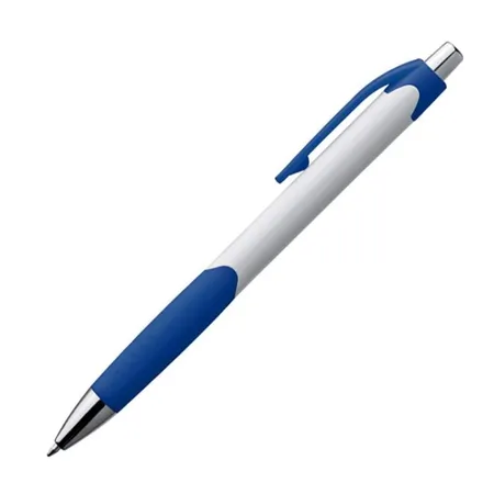 Macma Kugelschreiber mit gummierter Griffzone, weiß-blau, 20 Stück