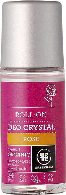 Urtekram - Deo Crystal Roll-on - Roos - 50 ml - Natuurlijke Deodorant