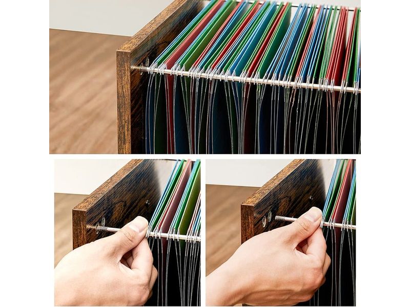 Songmics Aktenschrank mit Rollen 80 x 40 x 66 cm Mobiler Vintage Büroregal