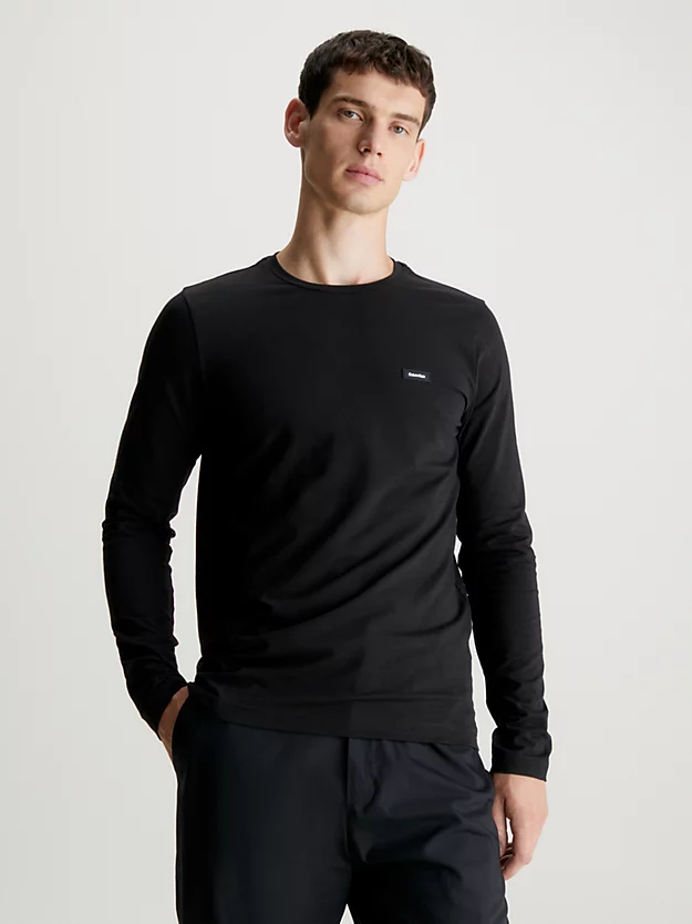Camiseta de manga comprida com modelagem justa e tecido elástico