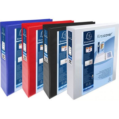 Classeur 4 anneaux cartonné Exacompta Kreacover® personnalisable A4 maxi - Dos 4,4 cm blanc