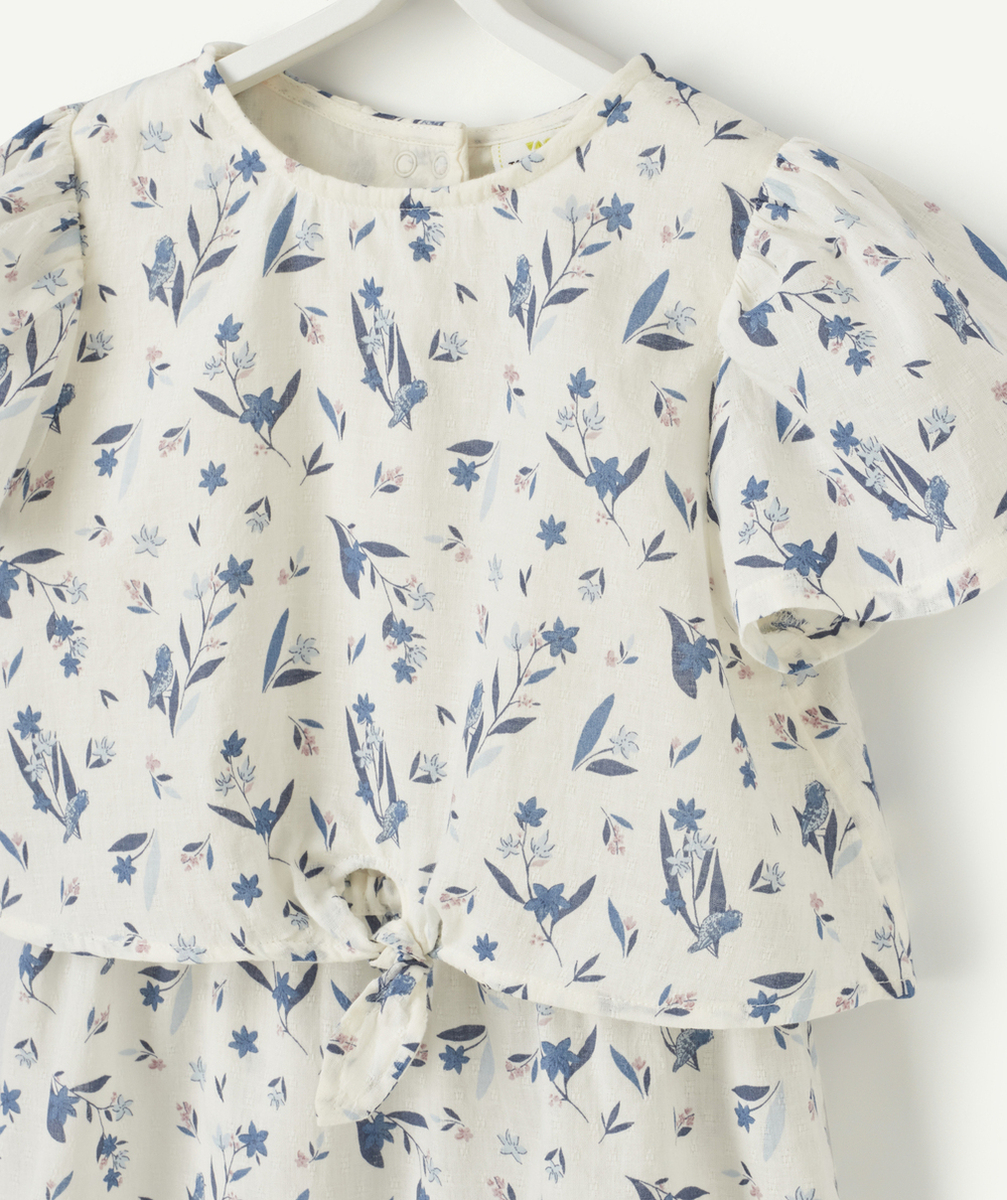 ROBE BÉBÉ FILLE EN COTON AVEC EMPIÈCEMENT ET IMPRIMÉ
