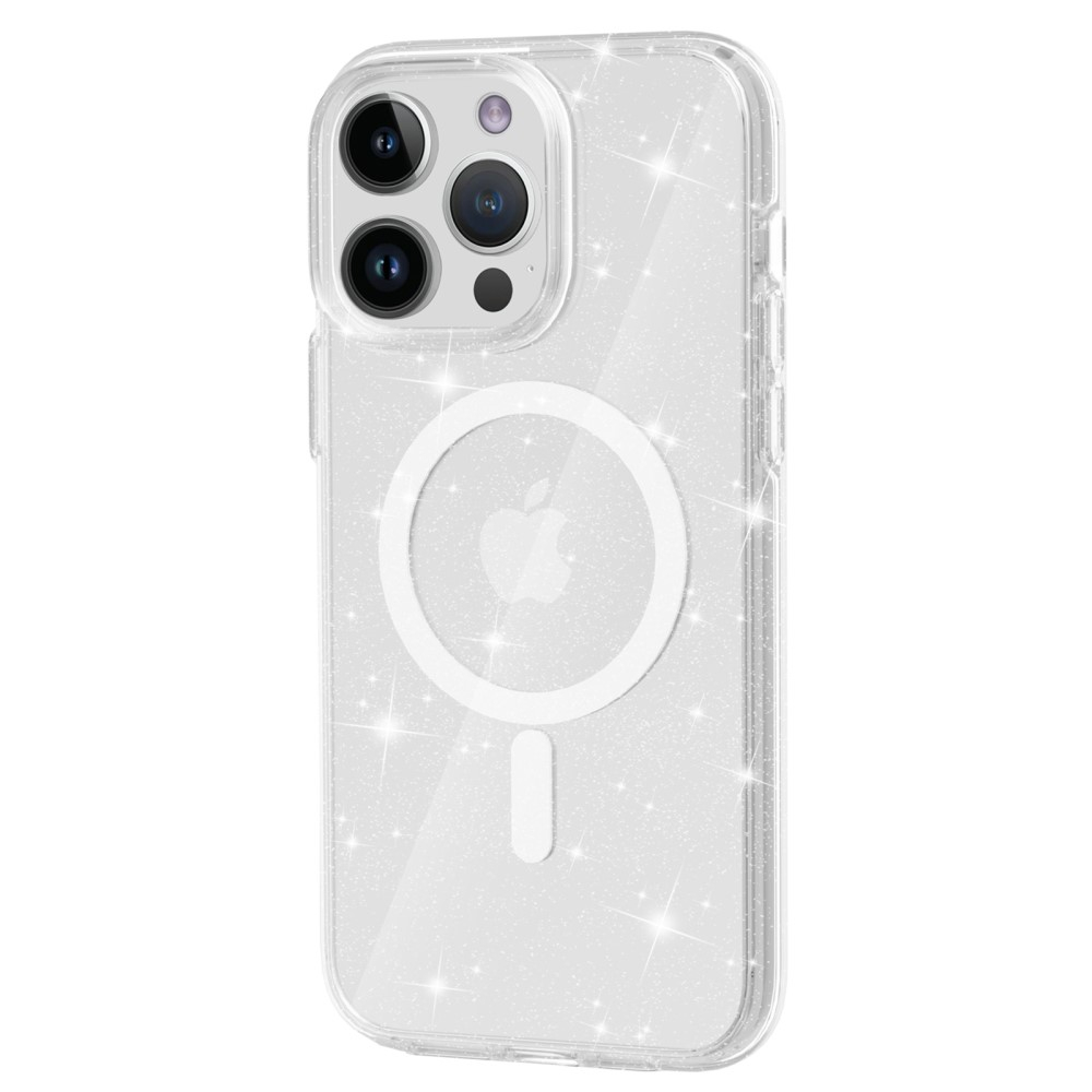 iPhone 15 Pro Max MagSafe Hybrid Hardcase Hülle mit TPU Bumper Glitzer Design - Transparent