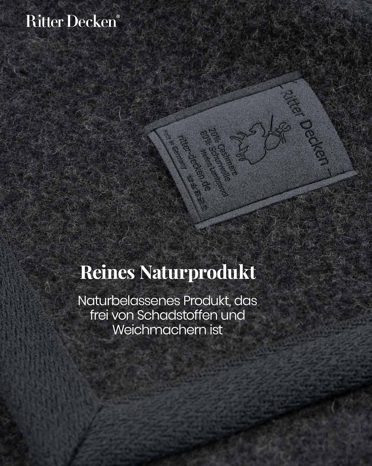 Ritter Decken Kalif Kaschmirdecke 150 x 100 cm - Anthrazit - Hochwertige Wolldecke aus Kaschmir & Feiner Merinolammwolle - Warme Wolldecke - Made in Germany