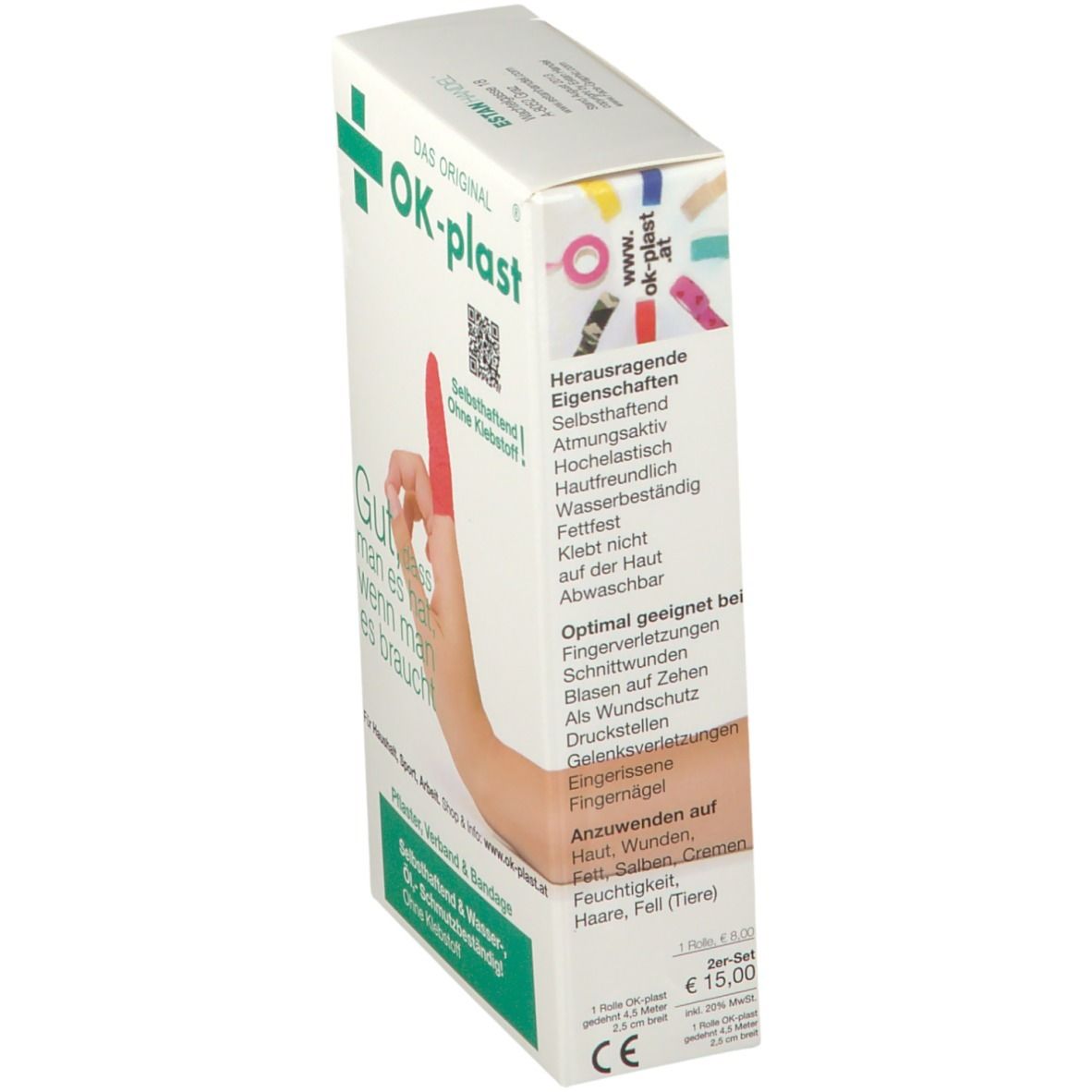 OK-plast Pflaster + Fingerverband 2,5 cm x 4,5 m