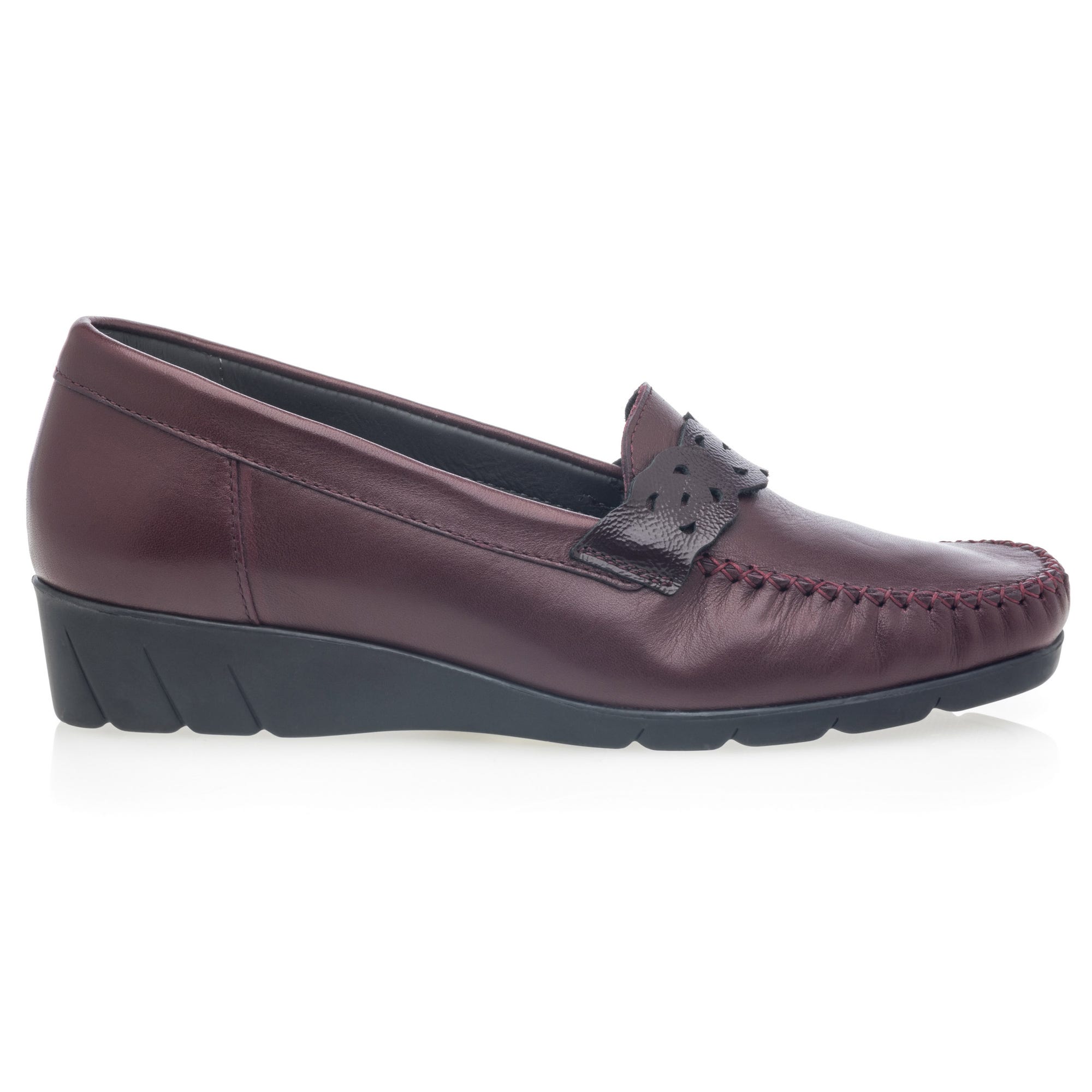 Mocassins pieds sensibles Femme en cuir bordeaux