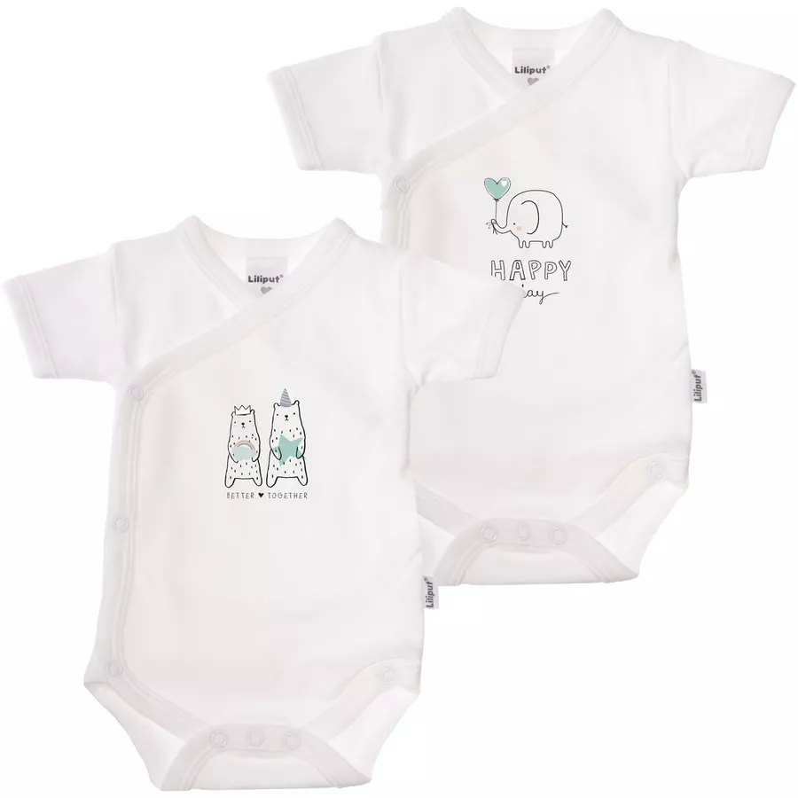 Liliput Kurzarm-Wickelbody 2er-Pack Happy Day weiß