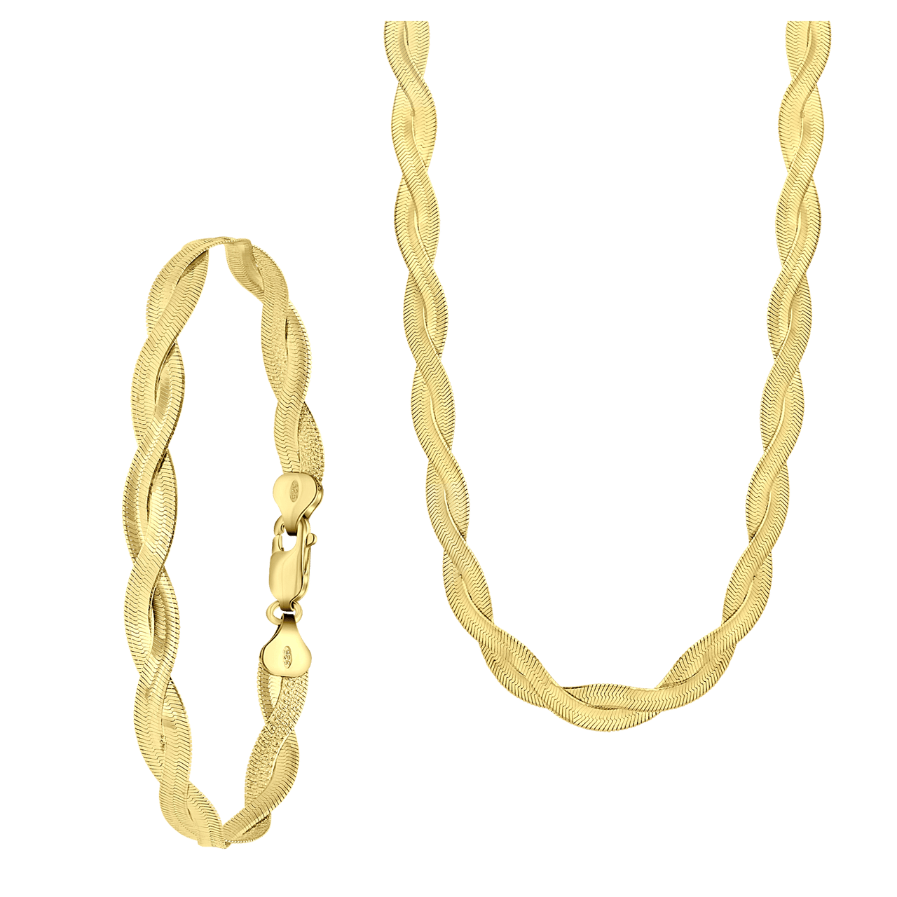 Gerecycled zilveren goldplated set gedraaid
