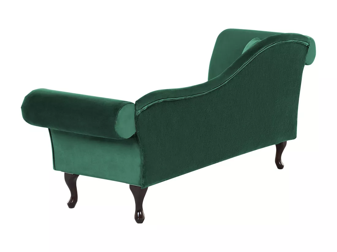 Chaise longue côté droite en velours vert foncé LATTES