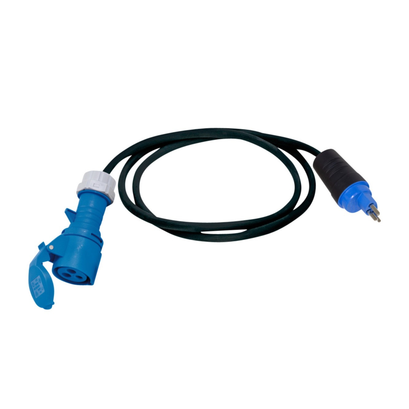 (1.5m) H07RN-F 3G2,5 Gummi-Neopren Adapterleitung mit CEE Kupplung 230V/16A  auf T23 Stecker (1132942825) - Schwarz