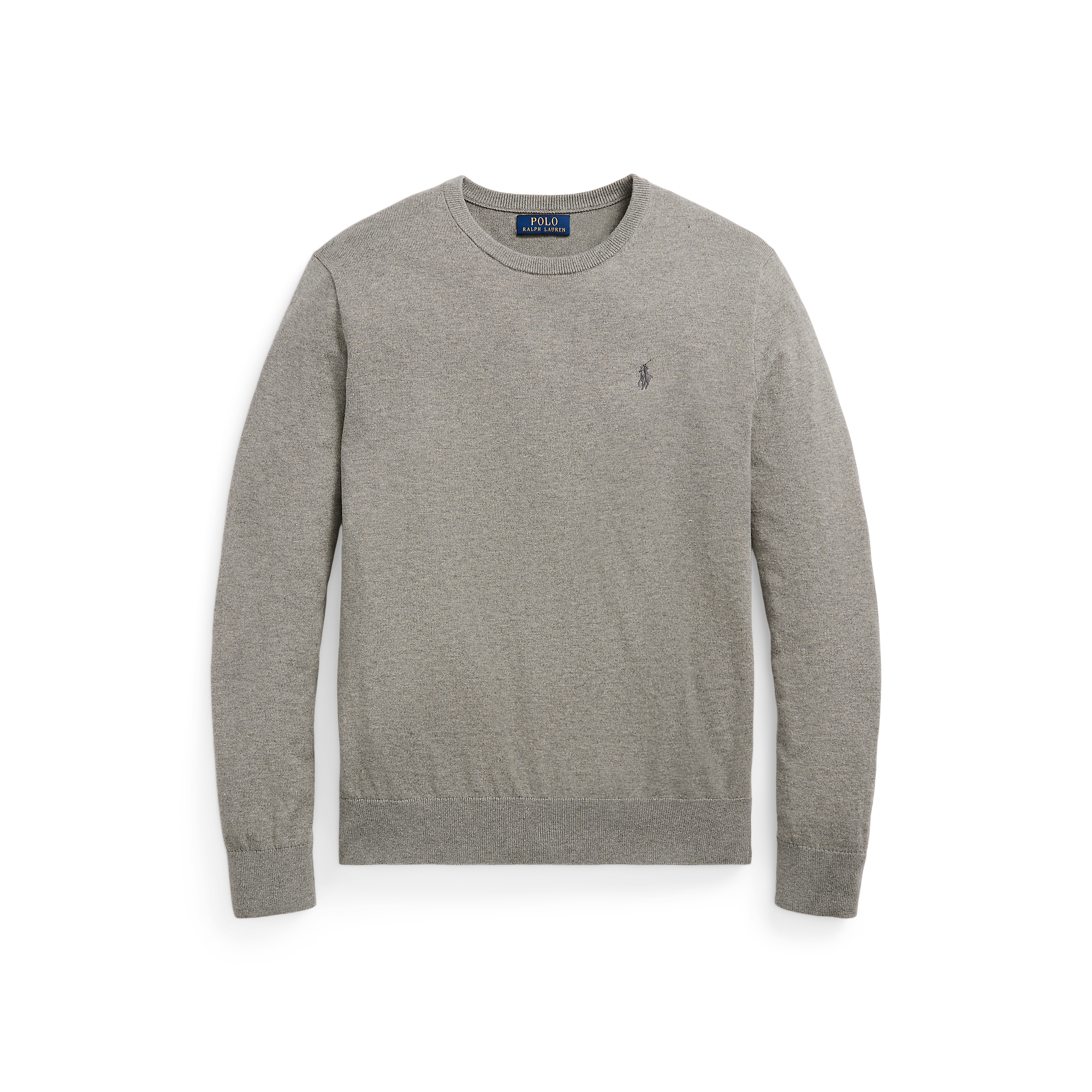 Pull col rond logo brodé en coton mélangé | Marron