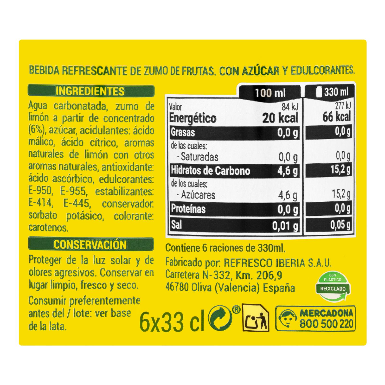 Soda au citron frais Hacendado