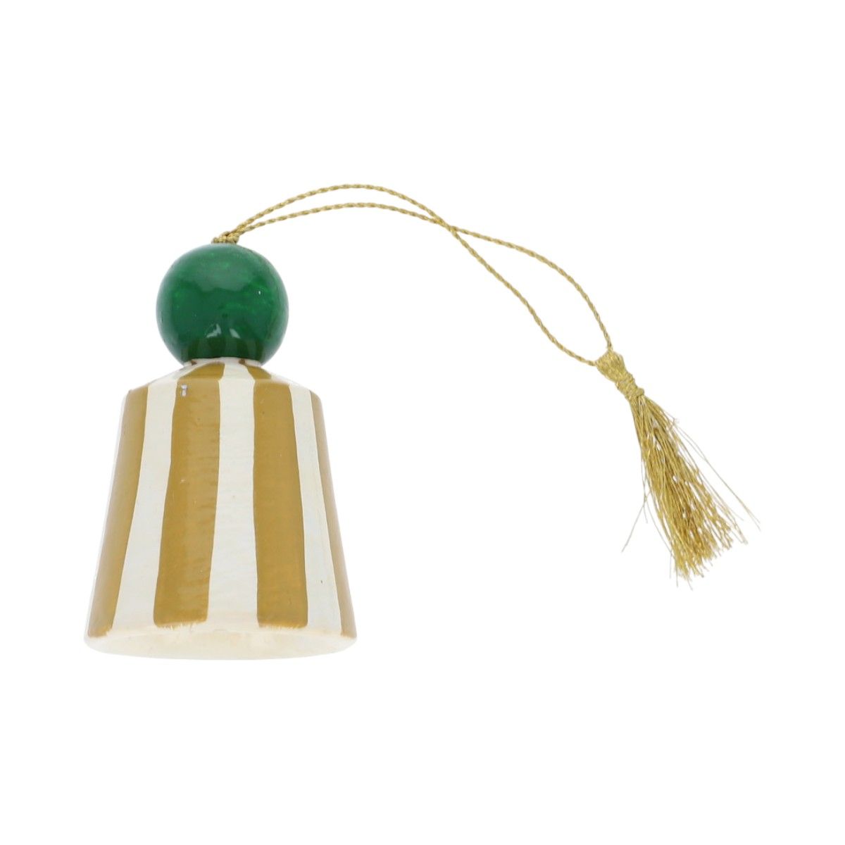 Suspension de Noël clochette rayée jaune ocre Atelier jasmin