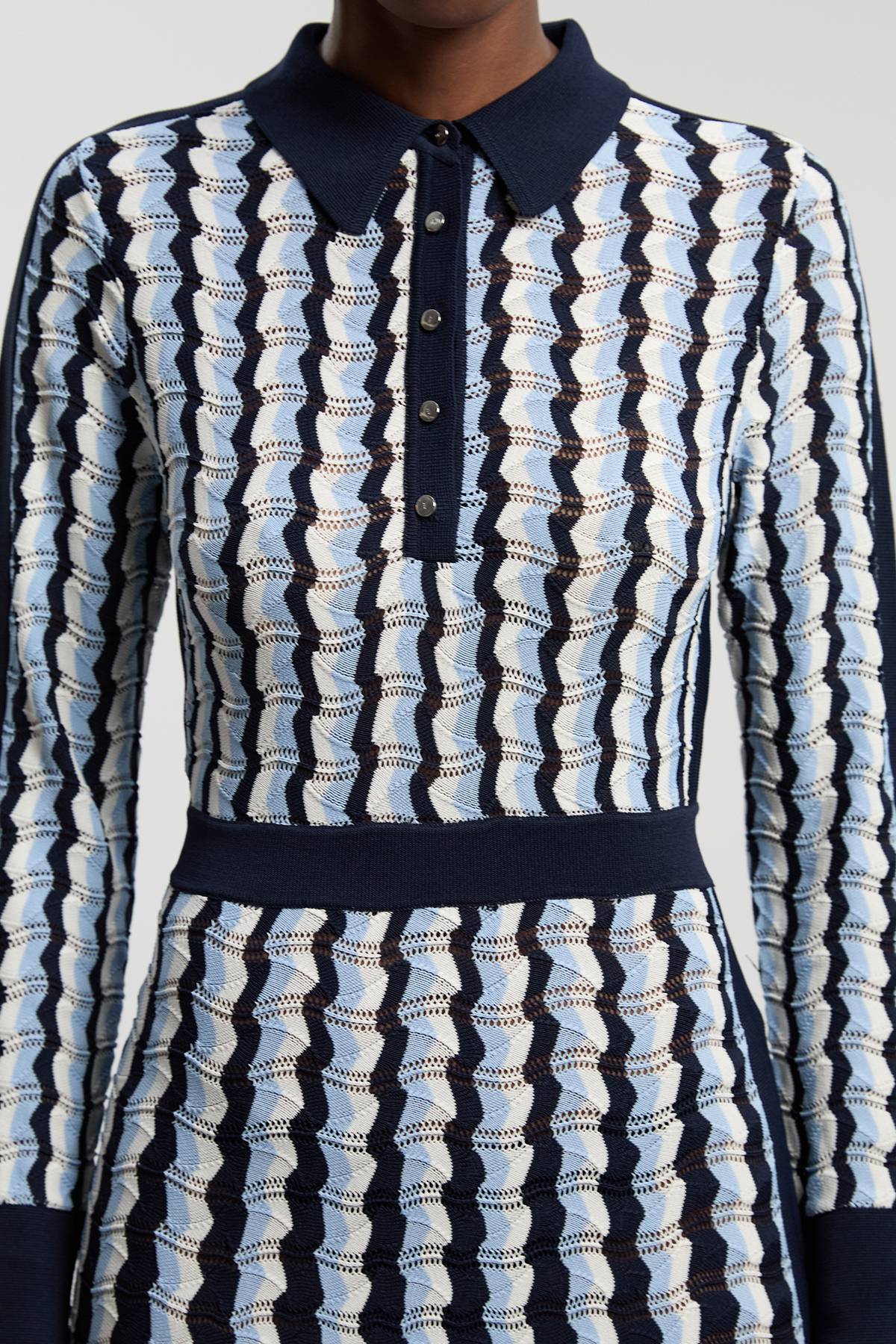 KarenMillen Robe Midi En Maille Pointelle À Col Contrastant