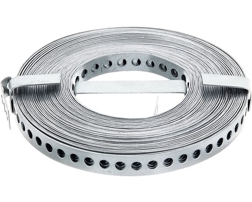Geperforeerde en montagetape 12 mm, rol van 10 m, verzinkt