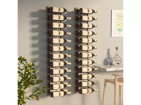 Casier à vin mural pour 24 bouteilles 2 pcs Doré Fer