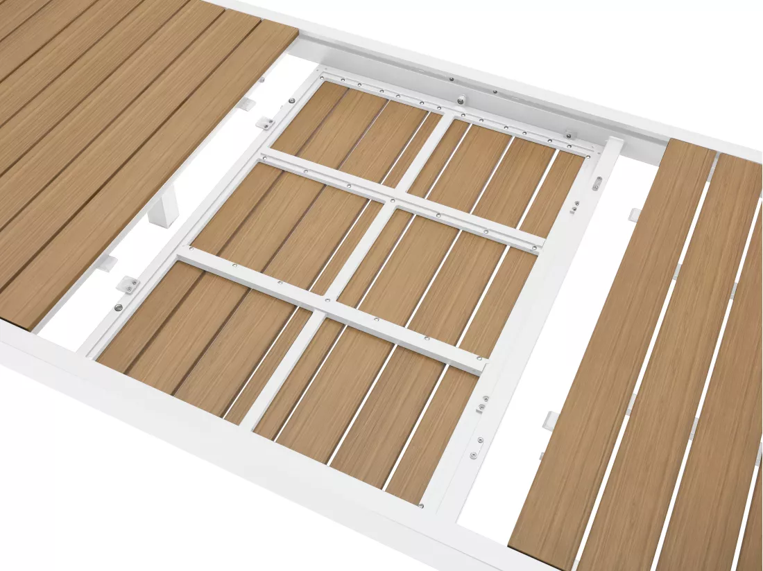 Table à manger de jardin extensible en aluminium et polywood L.170/230 cm - Naturel clair et blanc - MACILA de MYLIA