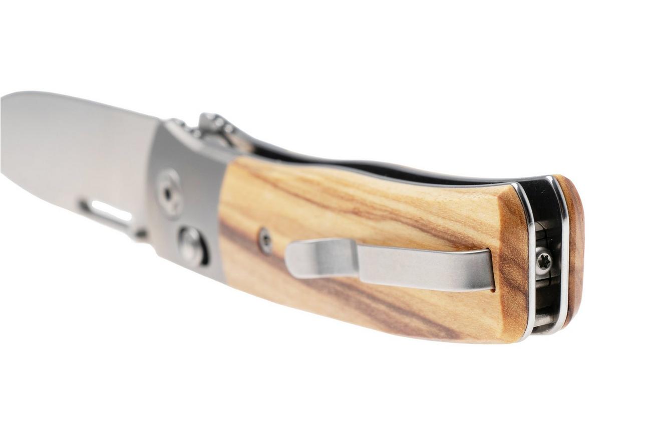 LionSteel NiNi NN2 UL M390 Satin, Titanium Bolsters, Olive Wood, zakmes, Gianni Pauletta design