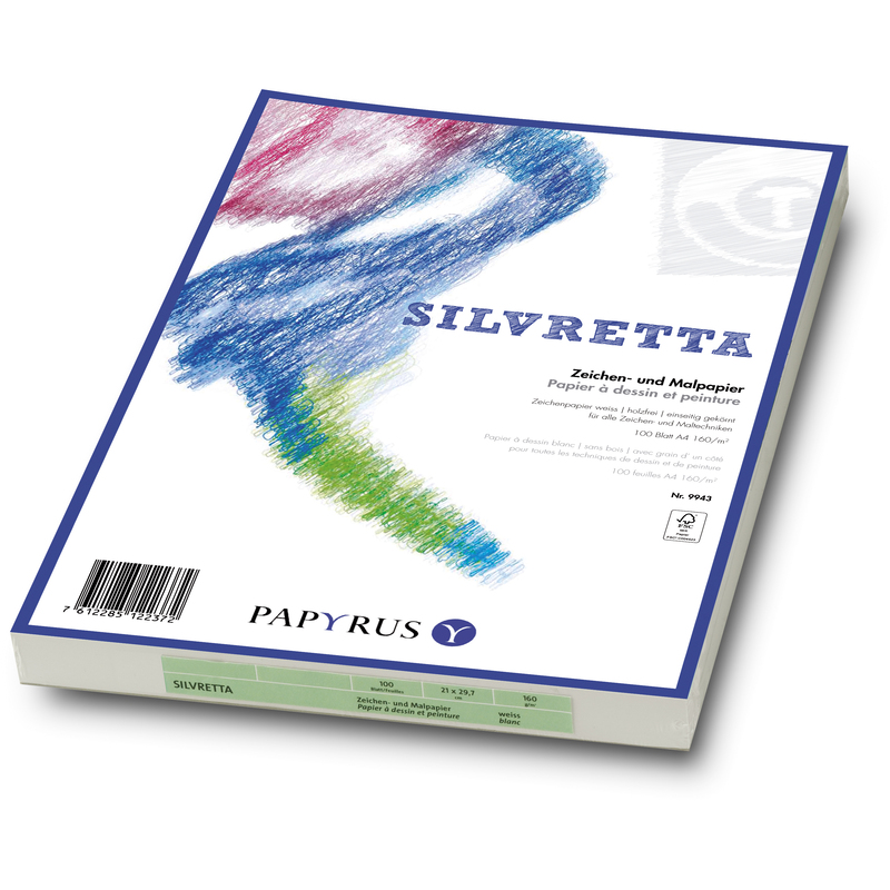 Papyrus Zeichenpapier Silvretta, A4, weiss, 100 Blatt