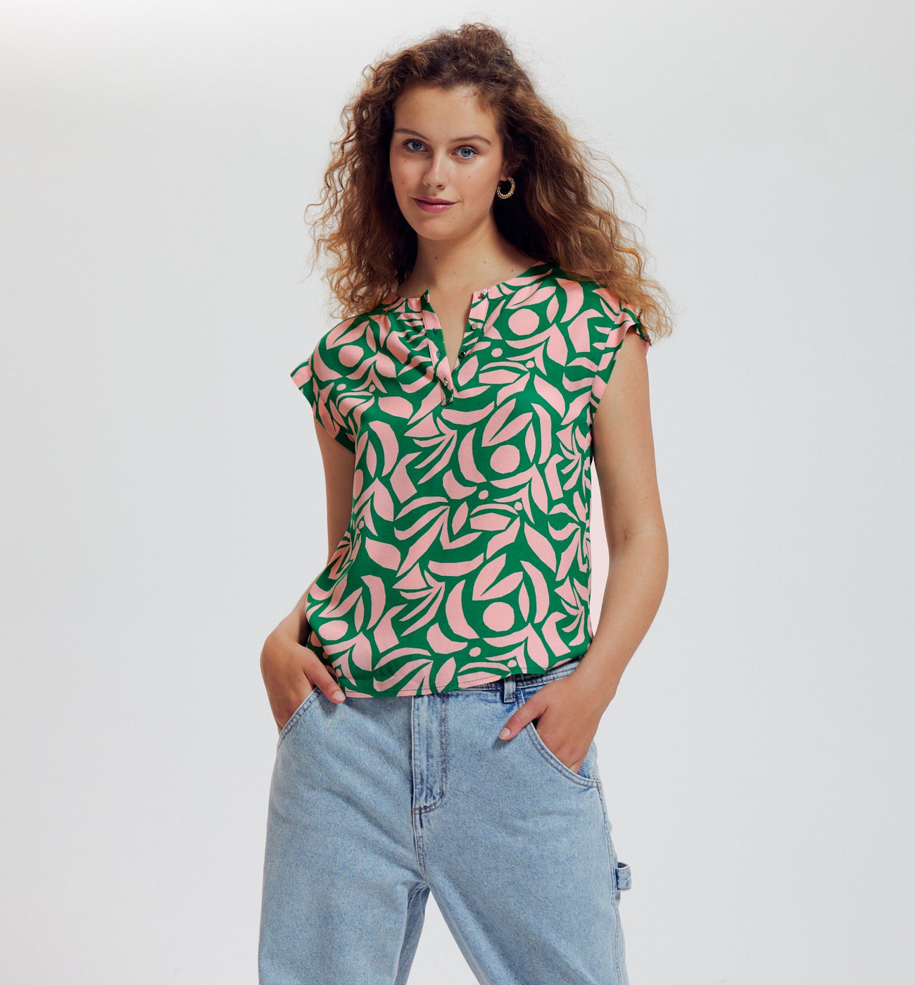 Blouse imprimée Femme - Imprimé vert