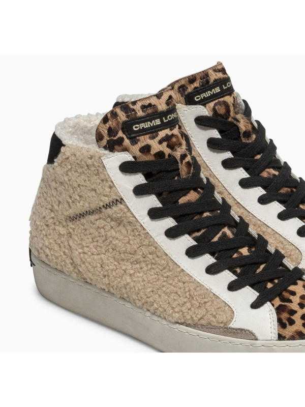 Sneakers HIGH TOP DISTRESSED Beige - Crime London