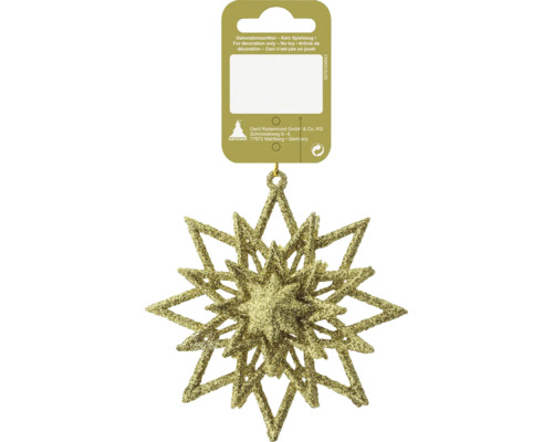 Kerstdecoratie hangende glitterster kunststof 10 cm goud