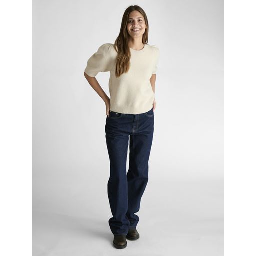 Neo Noir Martha Bow Knit Strikbluse, Ivory, 38