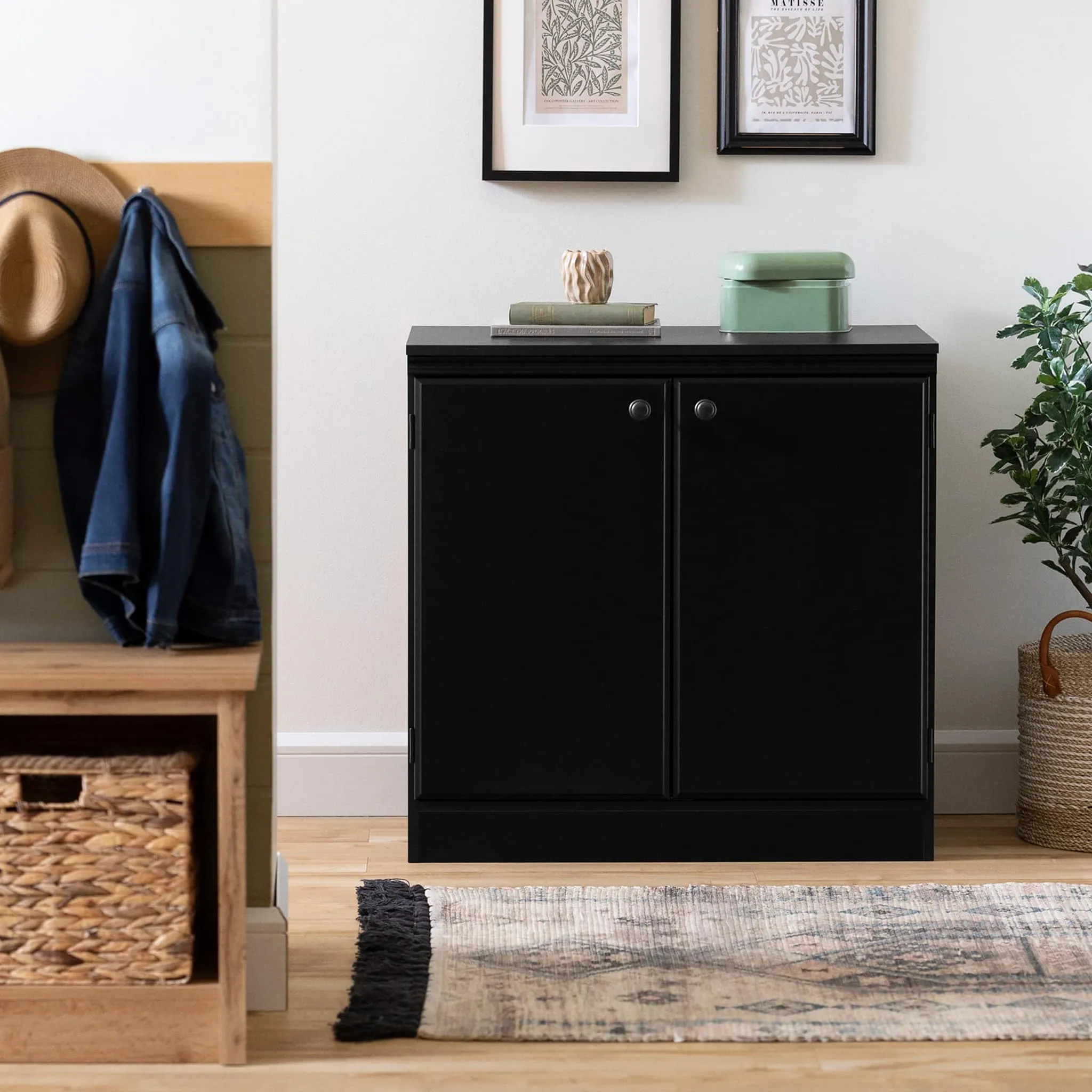 South Shore Armoire de Rangement 2 Portes - Morgan Noir Solide