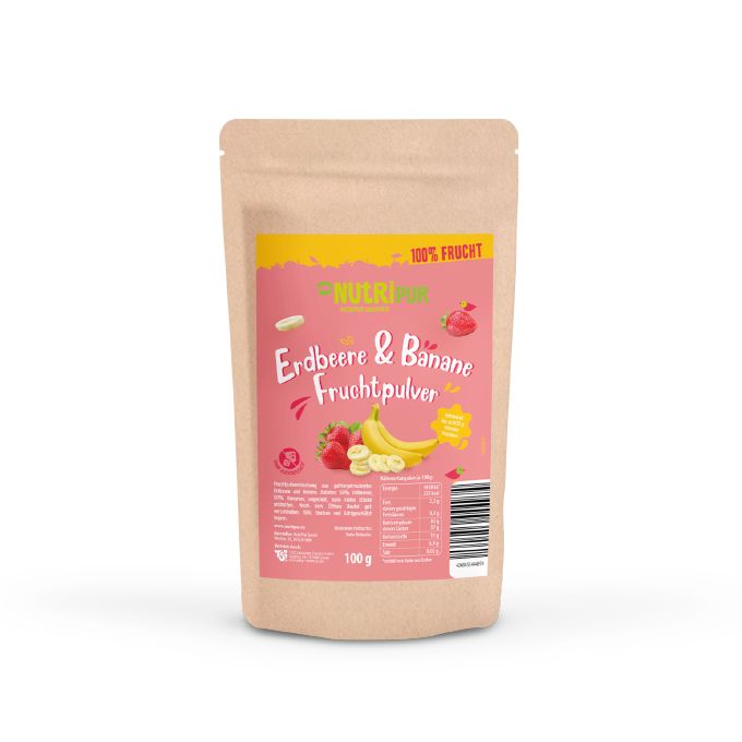 NutriPur gefriergetrocknetes Fruchtpulver, Erdbeer-Banane